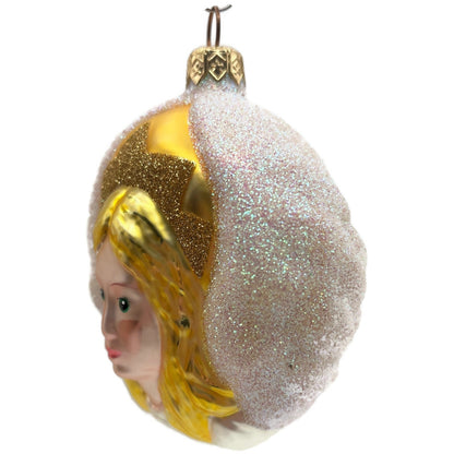 Patricia Breen Angel of Light Glittered Gold White Medallion Christmas Ornament