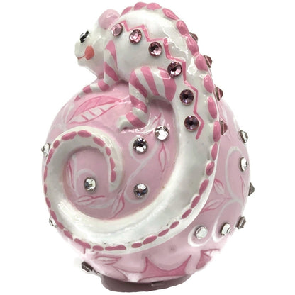 Patricia Breen Miniature Chameleon Sculpture Chinoiserie Pink Ornament CATZ Rare