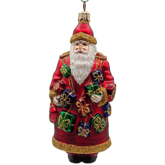 Patricia Breen Portobello Road Santa Red Multicolor Packages Christmas Ornament