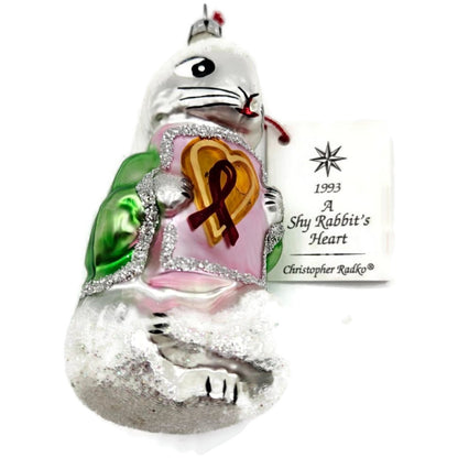 Christopher Radko A Shy Rabbits Heart AIDS Awareness Christmas Tree Ornament