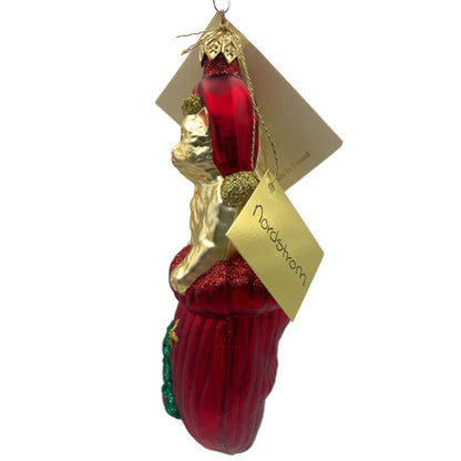 Patricia Breen Kitten in a Mitten Red Gold Christmas Holiday Tree Ornament