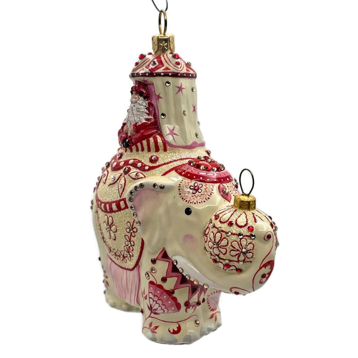 Patricia Breen Majestic Santa Chinoiserie Red Elephant Christmas Tree Ornament