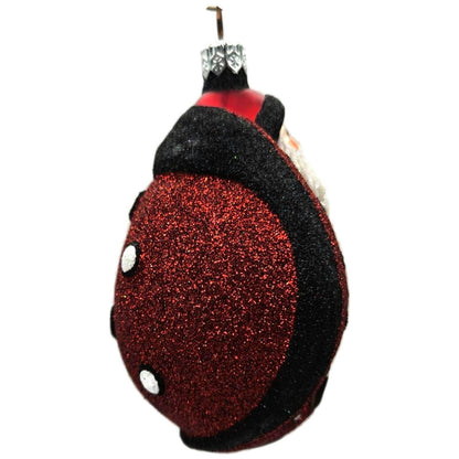 Patricia Breen Ladybug Santa Red Black Glittered Spring Christmas Tree Ornament