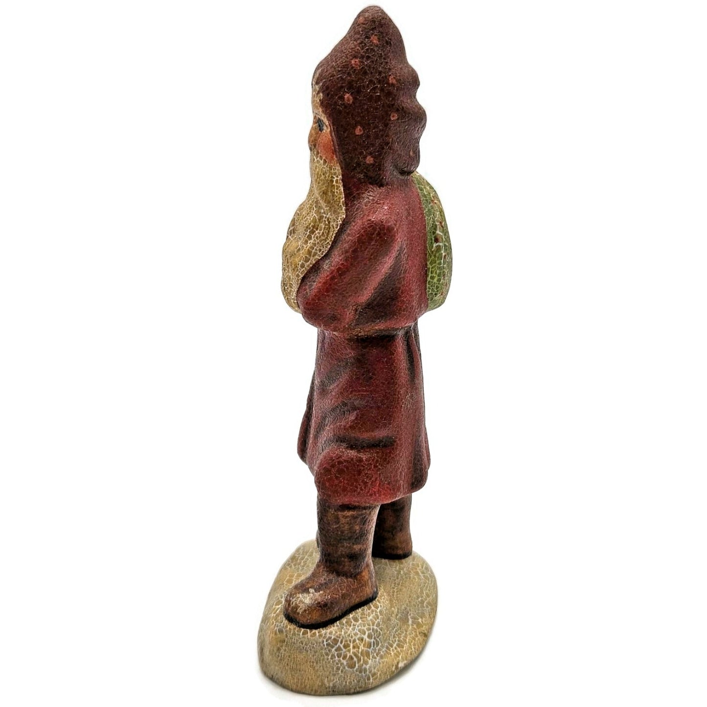 Vaillancourt Striding Belsnickel With Bag Folk Art Chalkware Christmas Figurine