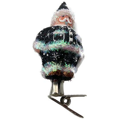 Patricia Breen Charming Claus Black Clip On Glitter Christmas Tree Ornament