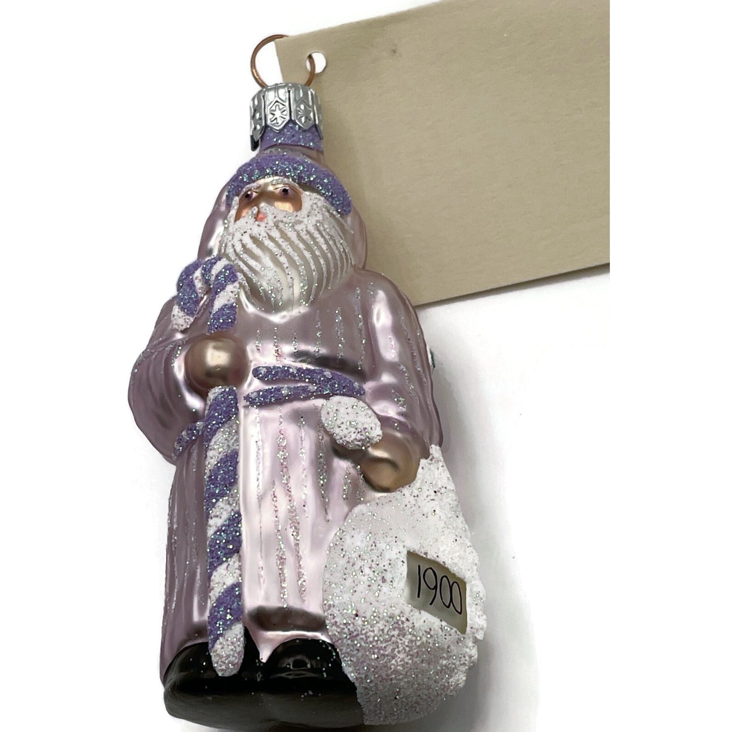 Patricia Breen Miniature Millennium Santa Lavender White Christmas Ornament 9948