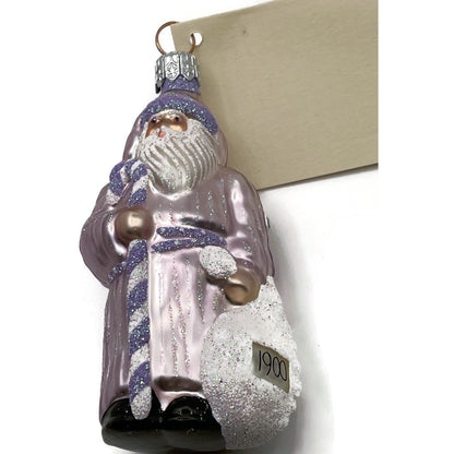Patricia Breen Miniature Millennium Santa Lavender White Christmas Ornament 9948