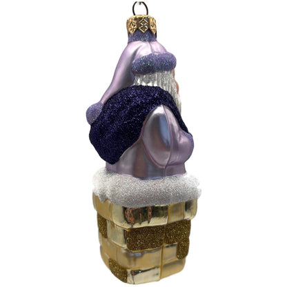 Patricia Breen Here Comes Santa Claus Lavender Gold Chimney Christmas Ornament