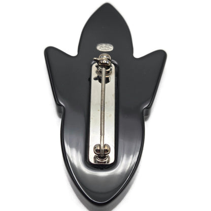 Chanel Rocket Brooch 17S A89416 Space Ship Pin Black Red Grey Glitter Rare Resin