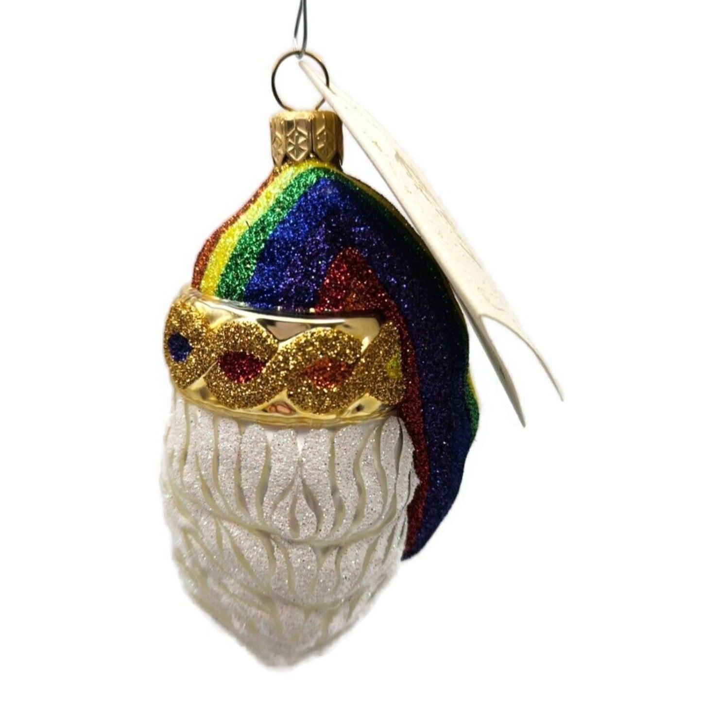 Patricia Breen Sparkle Plenty Rainbow Santa Claus Head Christmas Tree Ornament