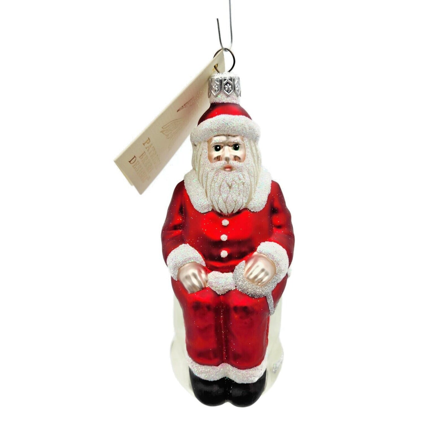 Patricia Breen Cyberspace Santa Sitting Red Silver Mouse Christmas Ornament 9711
