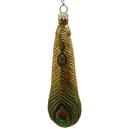 Patricia Breen Peacock Icicle Gold Green Santa Claus Christmas Tree Ornament