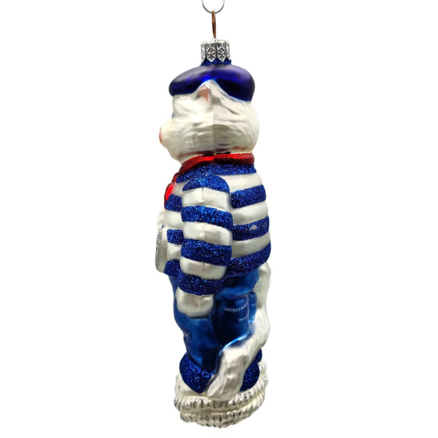 Patricia Breen Marseilles Cat Blue Silver Anchor Summer Nautical Tree Ornament