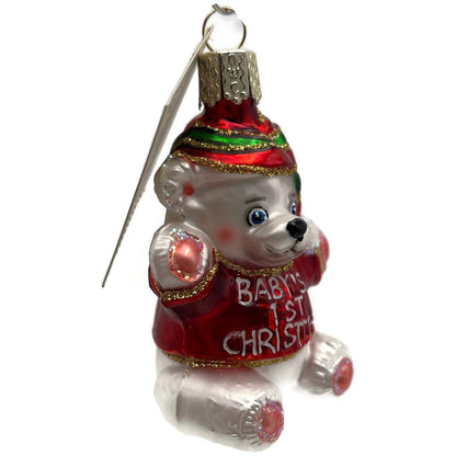 Old World Christmas Baby's 1st Christmas Teddy Bear OWC Christmas Tree Ornament