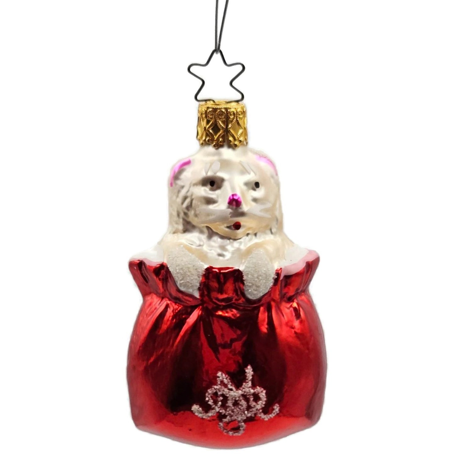 Cat in Red Bag White Kitten Inge Glas Old World Christmas Tree Ornament OWC