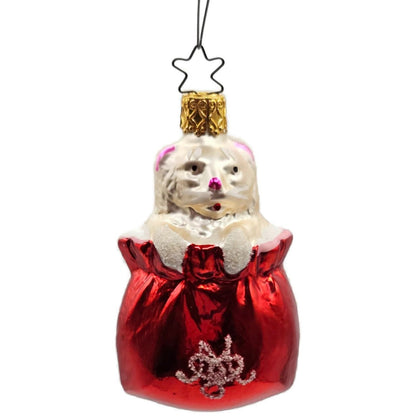 Cat in Red Bag White Kitten Inge Glas Old World Christmas Tree Ornament OWC