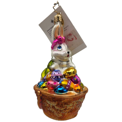 Christopher Radko Bunny Flirt Easter Bunny Egg Basket Ornament 02-0230-0