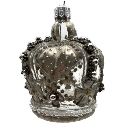 Nordstrom at Home Silver Jeweled Crown Hand Blown Glass Christmas Ornament