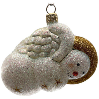 Patricia Breen Snow Angel in Flight Glittered White Gold Christmas Tree Ornament