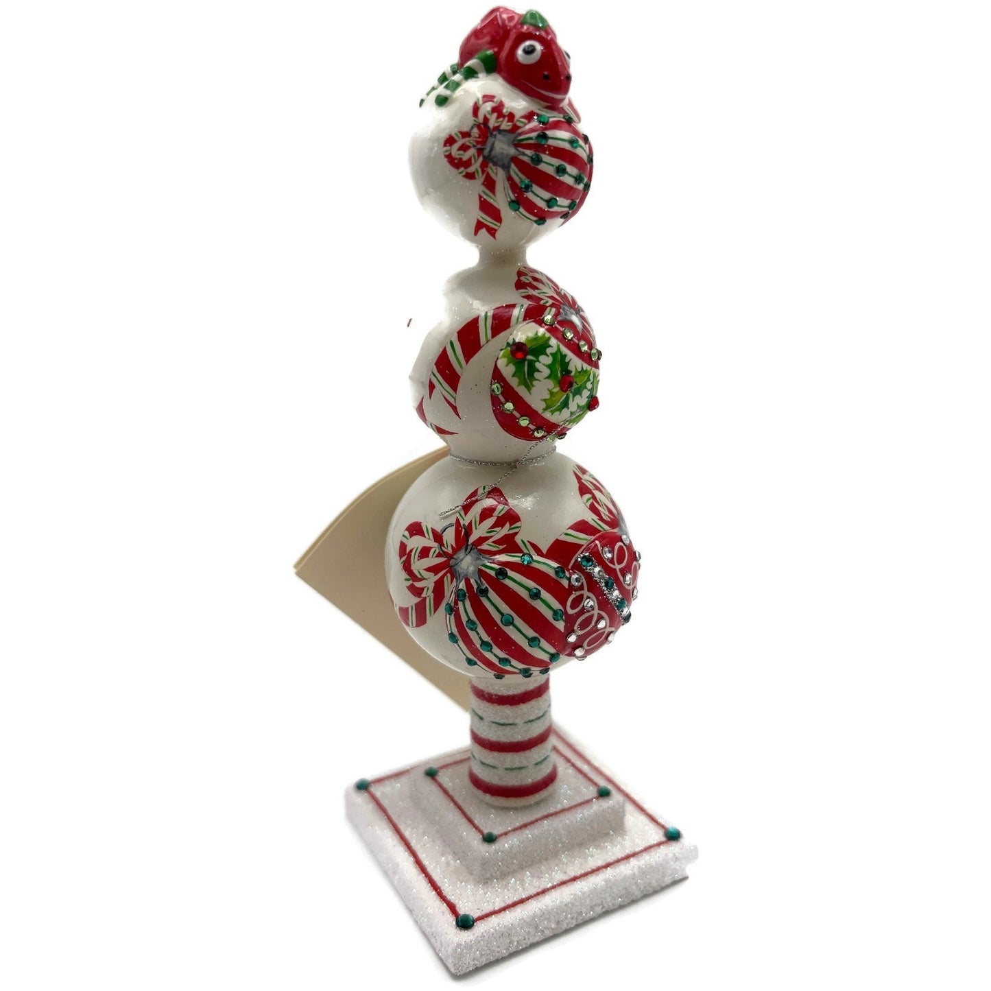 Patricia Breen Miniature Chameleon Finial Red White Jeweled Christmas Decoration
