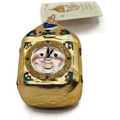 Patricia Breen Hickory Dickory Clock Gold Glittered Christmas Tree Ornament