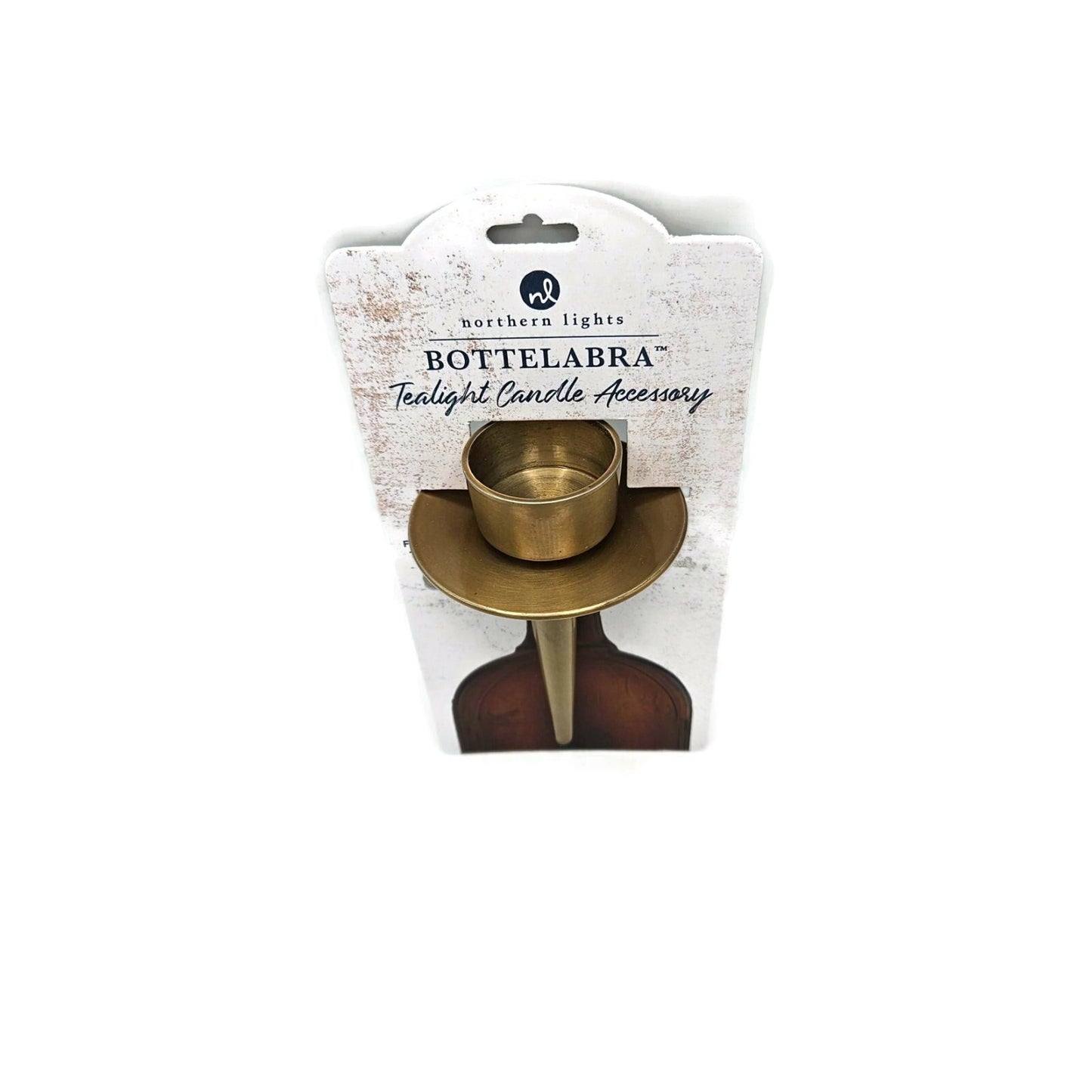 Northern Lights Bottelabra Gold Wine Bottle Tealight Candle Holder NEW