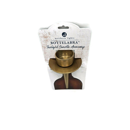Northern Lights Bottelabra Gold Wine Bottle Tealight Candle Holder NEW