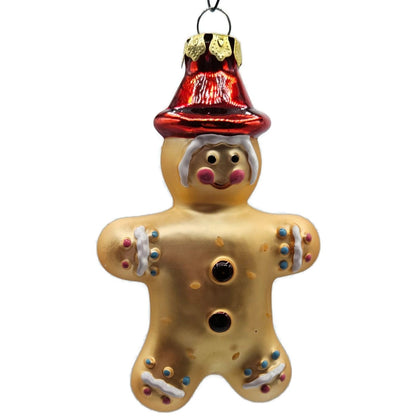 Gingerbread Man Polka Dot With Red Hat Old World Christmas Tree Ornament