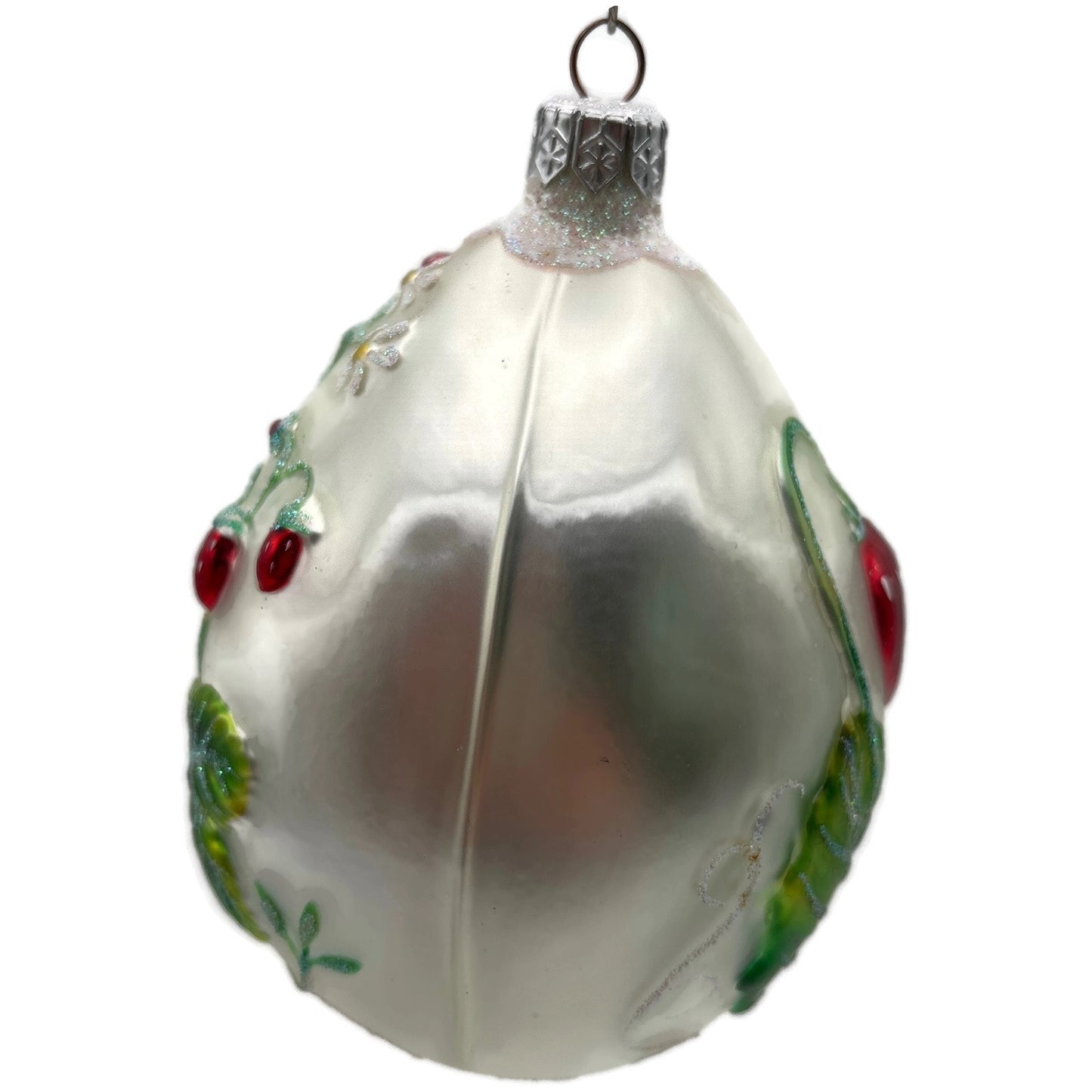 Patricia Breen Strawberry Egg Matte Fruit Green Pearl Red Easter Ornament NM