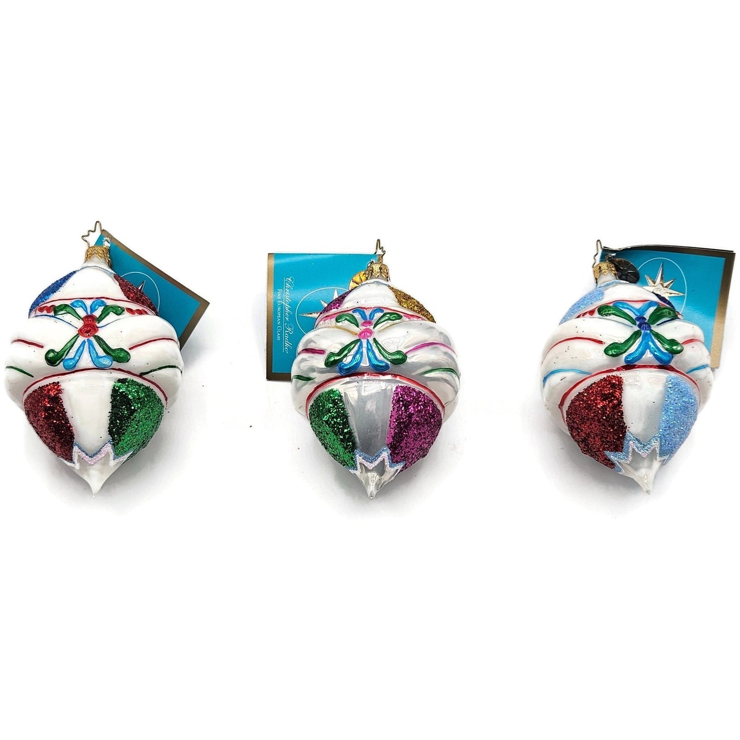 Fantasia Ice Delites Christopher Radko 3 Pcs Set Christmas Ornaments with Box