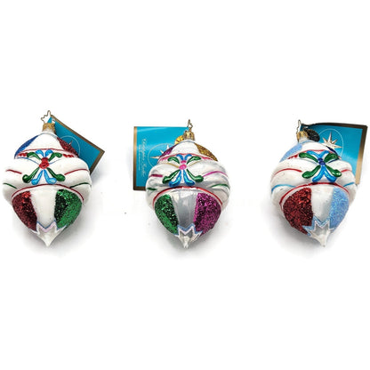 Fantasia Ice Delites Christopher Radko 3 Pcs Set Christmas Ornaments with Box