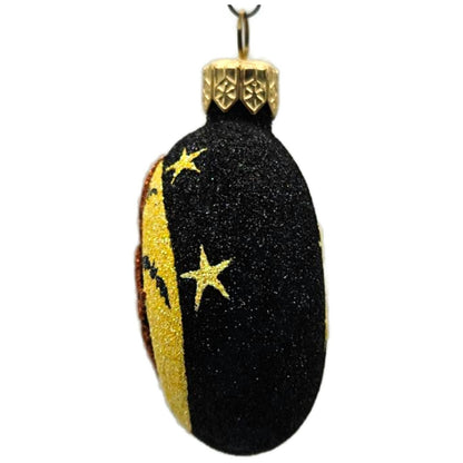 Patricia Breen Salem Medallion Black Yellow Moon Glass Halloween Ornament 2212