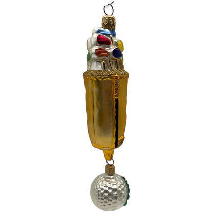 Patricia Breen Golf Bag and Ball Gold Matte Sports Christmas Tree Ornament