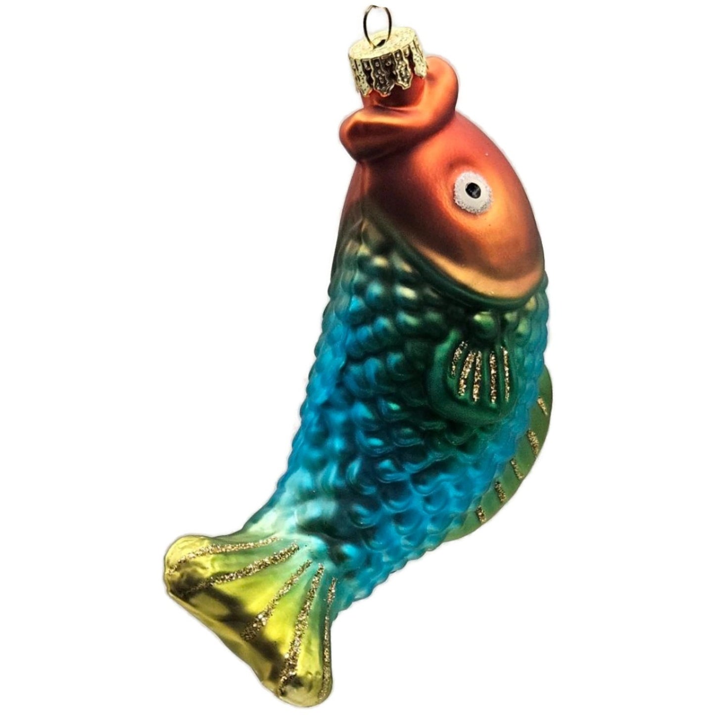 Jumping Fish Blue Glittered Glass Christmas Tree Ornament Designers Studios