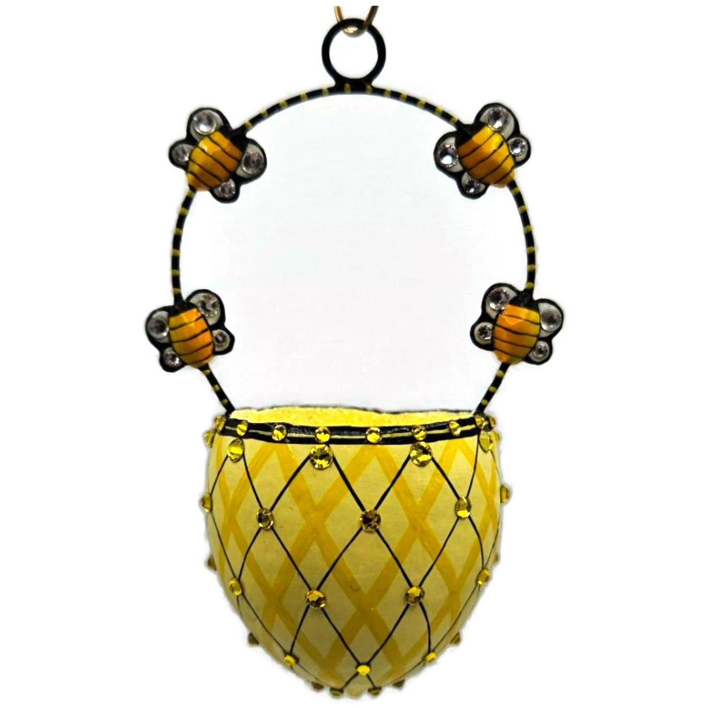 Patricia Breen Spring Basket Bees Yellow Insects Jeweled Holiday Ornament 3306