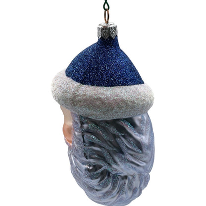 Patricia Breen Blow Ye Winds Blue Hat Santa Claus Head Christmas Tree Ornament