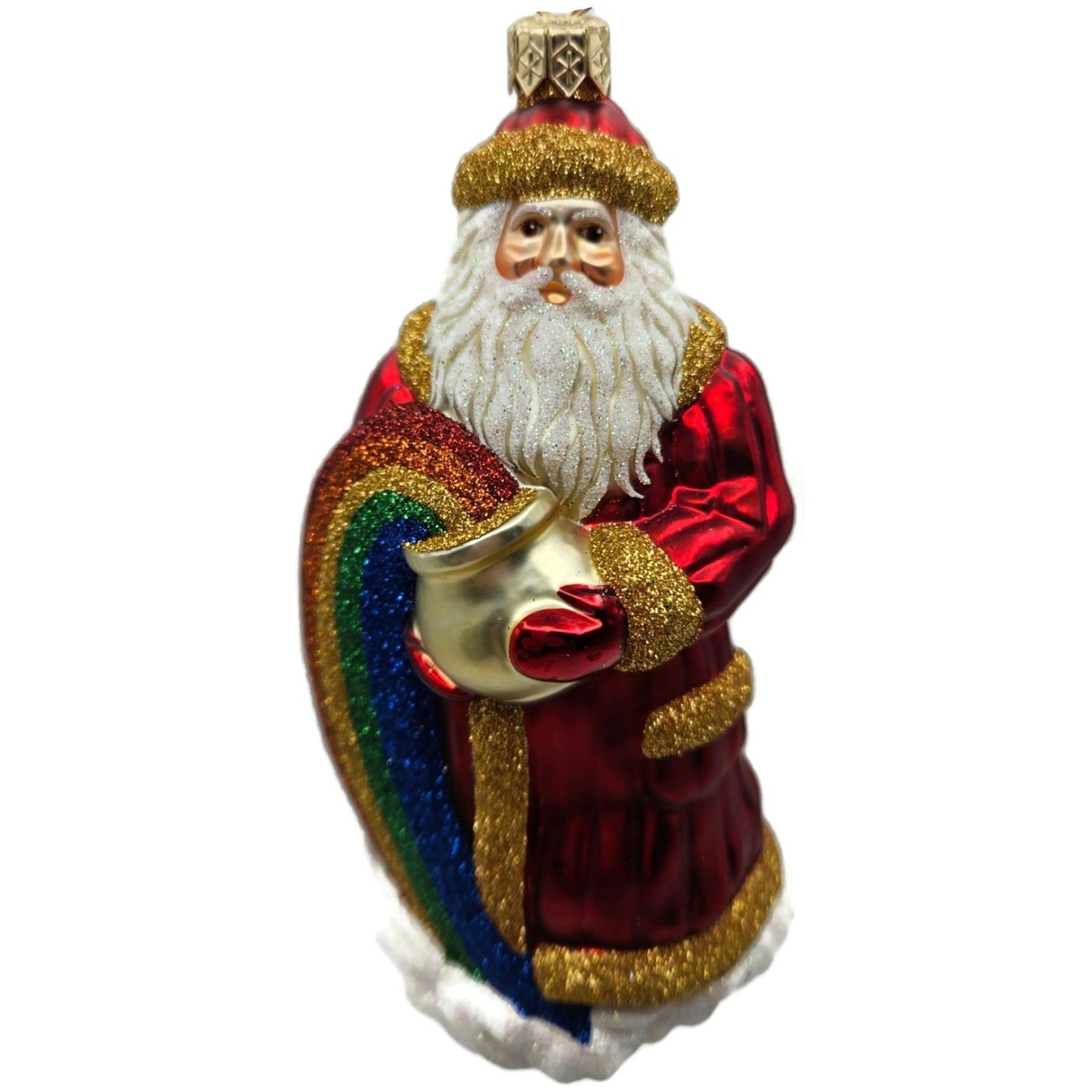 Patricia Breen Rainbow Santa Claus Red Glass Christmas Tree Ornament CATZ 2029