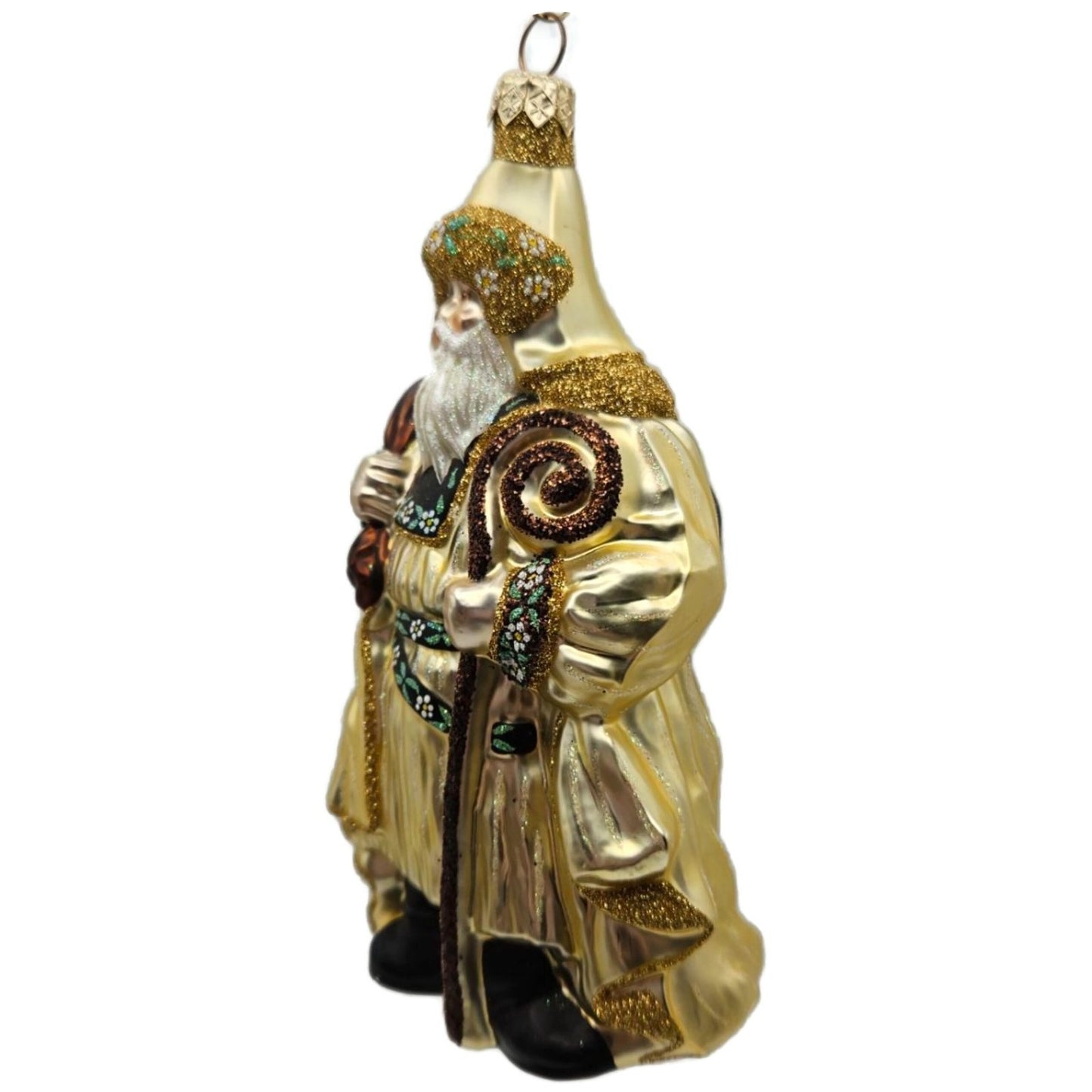 Patricia Breen Van Mourik Santa Gold Brown Flowers Fall Christmas Tree Ornament