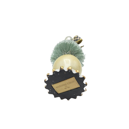 Mackenzie Childs Home Sweet Snow Bottle Brush Tree Mini Green Courtly Check Bow