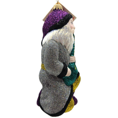 Larry Fraga Jazzy Santa Saxophone Glitter Series Christmas Ornament Signed Tag
