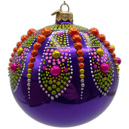 Glitter Lab Purple Mandala Ball Polka Dots Green Orange Christmas Tree Ornament