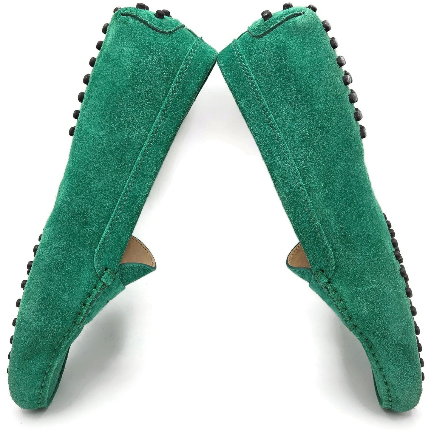Tod’s Green Suede Leather Rubber Sole Moccasin Driving Loafers Womens 39.5 w Box