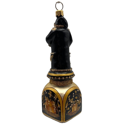 Patricia Breen Checking It Twice Night Black Gold Santa Christmas Ornament CATZ