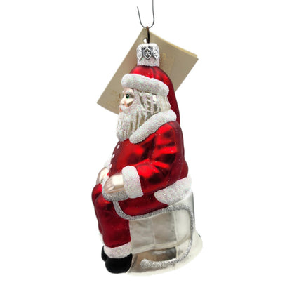 Patricia Breen Cyberspace Santa Sitting Red Silver Mouse Christmas Ornament 9711