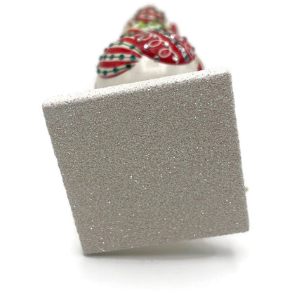 Patricia Breen Miniature Chameleon Finial Red White Jeweled Christmas Decoration