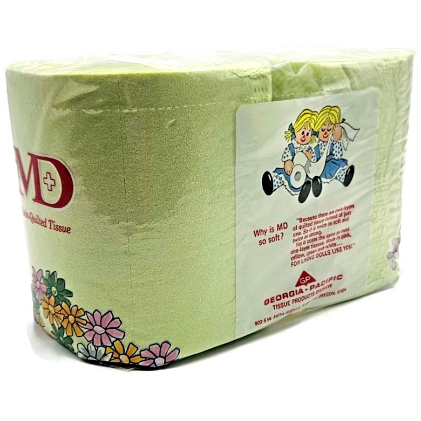 Vintage MD Toilet Paper Green Twin Quilted Bathroom Tissue 2 Rolls 2 Ply NEW