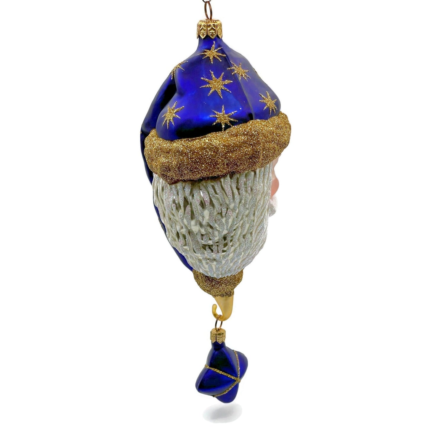 Patricia Breen Goodnight Santa Head Purple Gold Stars Christmas Tree Ornament