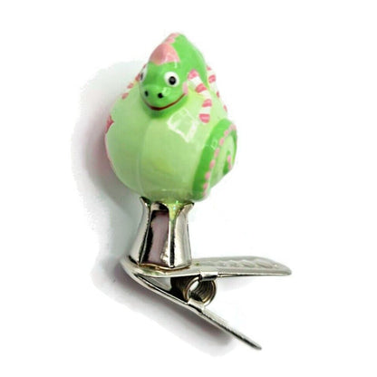 Patricia Breen Petite Miniature Chameleon Poinsettia Christmas Clip on Ornament