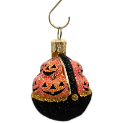 Patricia Breen Pumpkin Basket Glittered Black Jack-o-Lantern Halloween Ornament