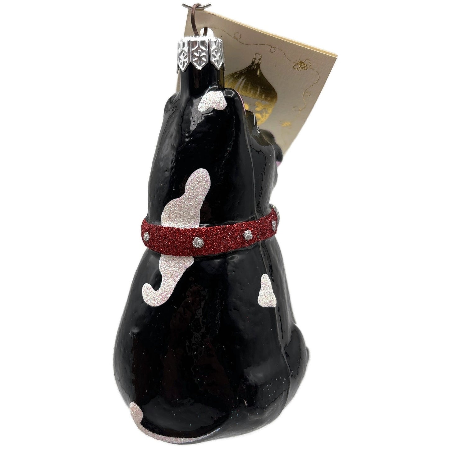 Patricia Breen Laughing Dog Black Fangs Sitting Pet Christmas Tree Ornament